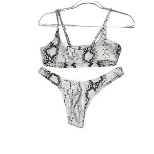 Bikini Two Piece Black White Animal Print Swimsuit Swimwear Bathing Suit